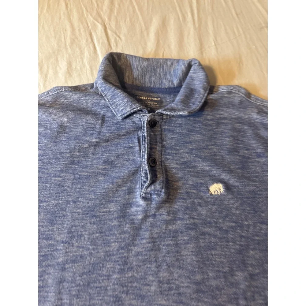 Banana Republic Polo Shirt Mens Large Blue  Elephant Logo Heathered